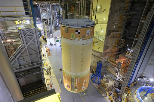 Artemis III Core Stage Forward Join Lifts from Stacking Cell