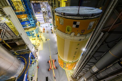 Artemis III Core Stage Forward Join Lifts from Stacking Cell
