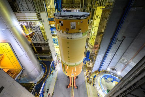 Artemis III Core Stage Forward Join Lifts from Stacking Cell