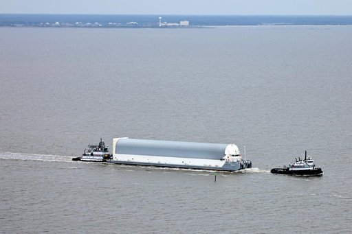 NASA Barge Departs New Orleans with Artemis III Rocket Core Stage