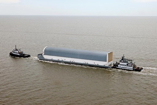 NASA Barge Departs New Orleans with Artemis III Rocket Core Stag