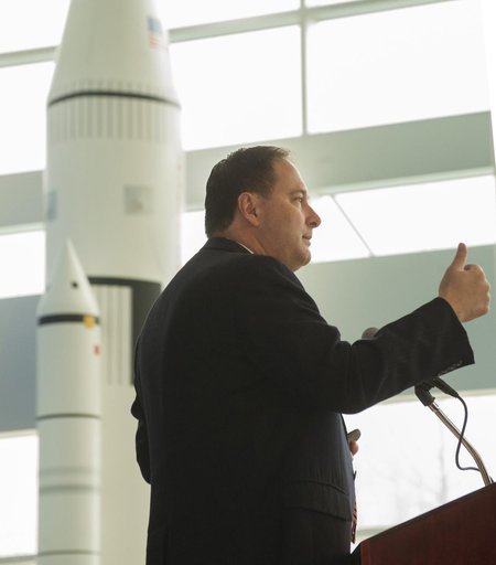 Robert Lightfoot, NASA associate administrator, conducts a town hall meeting