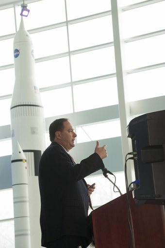 Robert Lightfoot, NASA associate administrator, conducts a town hall meeting