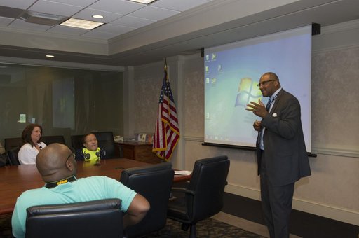 Loucious Hires with students fro mthe Tennessee School for the Blind.