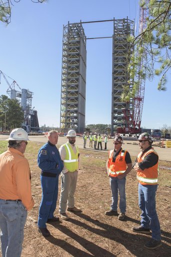Butch Wilmore with construction workers