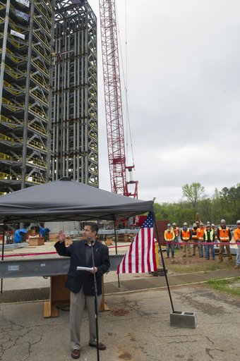TIM FLORES AT TEST STAND 4693 TOPPING OUT