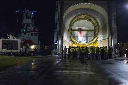 The SLS Stages Intertank Structural Test Assembly (STA) arrives at MSFC