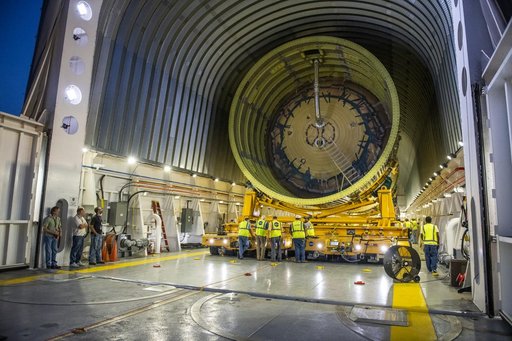 LOX Tank Move From Barge Dock to Test Stand