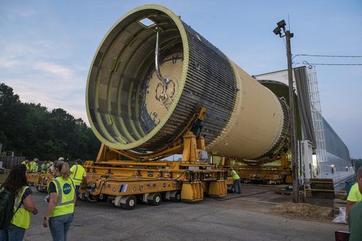 LOX Tank Move From Barge Dock to Test Stand