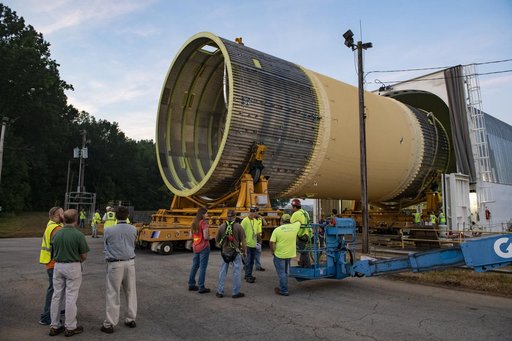 LOX Tank Move From Barge Dock to Test Stand