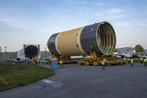 LOX Tank Move From Barge Dock to Test Stand