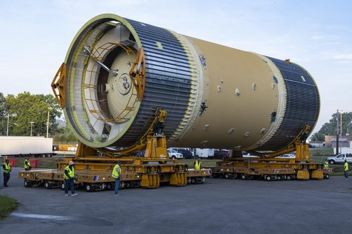 LOX Tank Move From Barge Dock to Test Stand
