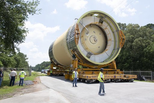 LOX Tank Move From Barge Dock to Test Stand