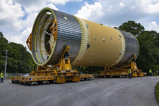 LOX Tank Move From Barge Dock to Test Stand