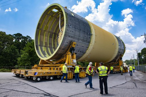 LOX Tank Move From Barge Dock to Test Stand