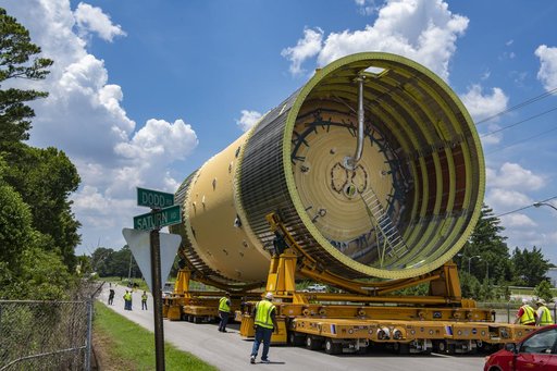LOX Tank Move From Barge Dock to Test Stand