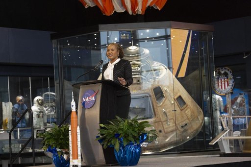 Monica Manning, assistant administrator of NASA’s Office of Procurement, addresses a crowd of nearly 900 industry leaders from 33 states at the 29th Marshall Small Business Alliance meeting Feb. 20 at the U.S. Space & Rocket Center. Manning introduced a new model for managing mission support for the
