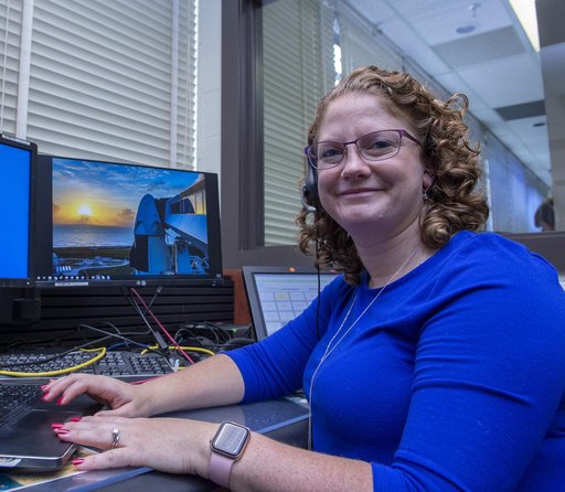 Amanda Stein and teams at NASA’s Marshall Space Flight Center help monitor launch conditions for the Demo-2 mission from the Huntsville Operations Support Center, HOSC.