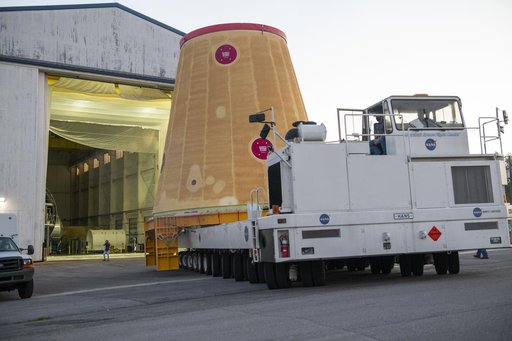 The Launch Vehicle Stage Adapter (LVSA) is Moved to and Loaded Onto the NASA Barge Pegasus for Transport