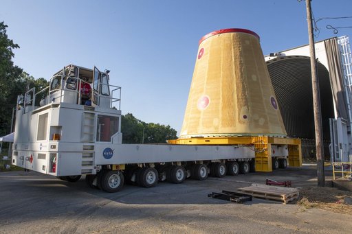 The Launch Vehicle Stage Adapter (LVSA) is Moved to and Loaded Onto the NASA Barge Pegasus for Transport