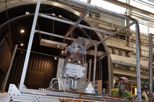 NEA Scout spacecraft after de-integration from hot box