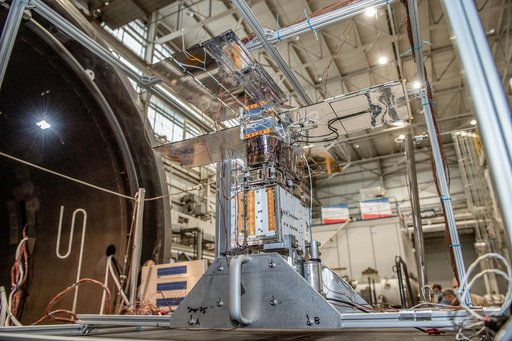 NEA Scout spacecraft after de-integration from hot box