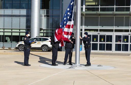 NASA Marshall Raises Flag at New Headquarters Building