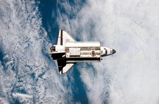View of the approaching space shuttle Atlantis