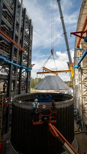 SLS Payload Adapter Moved for Testing at NASA Marshall