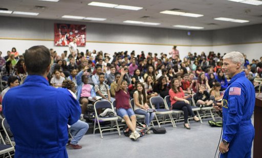 Vande Hei and Acaba at Walt Whitman Middle School