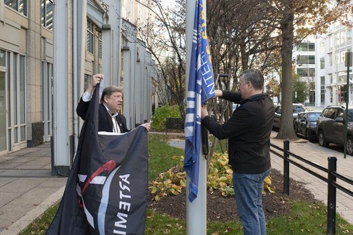 Artemis flag raising at NASA Headquarters