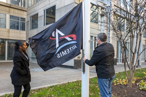 Artemis flag raising at NASA Headquarters