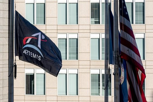 Artemis flag raising at NASA Headquarters
