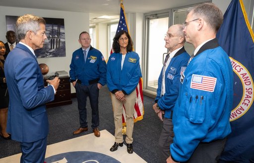 Expedition 72 NASA Astronauts with Agency Leadership