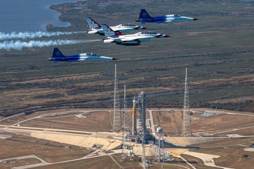 Administrator Isaacman F-5s and USAF Thunderbirds F-16s Flight