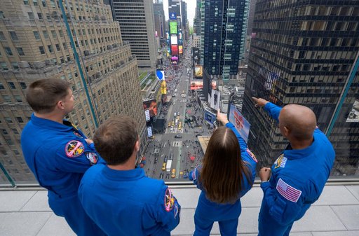 NASA Artemis II Crew Visits Times Square Skywalk