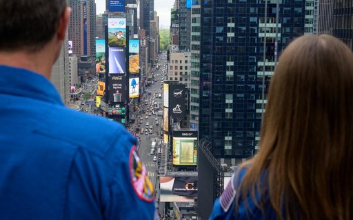 NASA Artemis II Crew Visits Times Square Skywalk
