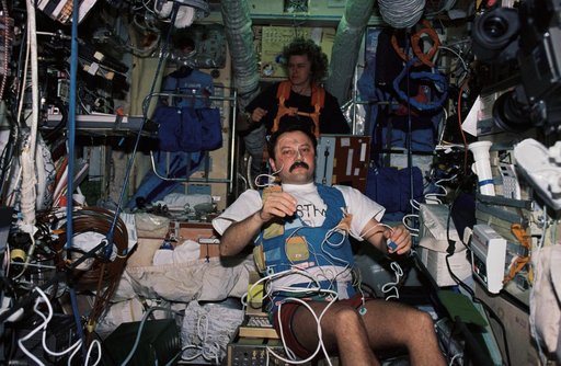 Mir 21 flight engineer and Astronaut Lucid on Base Block