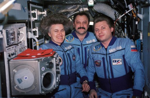 Mir 21 crew portrait in Base Block and Priroda