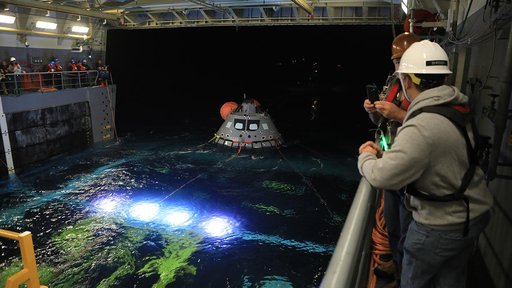 Orion Hoisted into the Well Deck