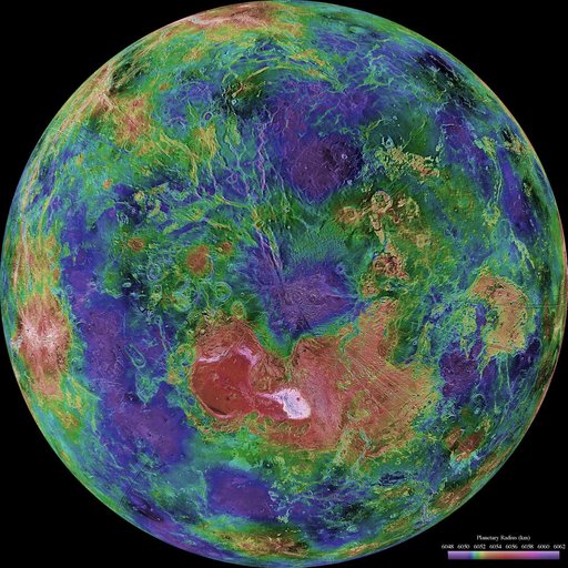 Hemispheric View of Venus Centered at the North Pole