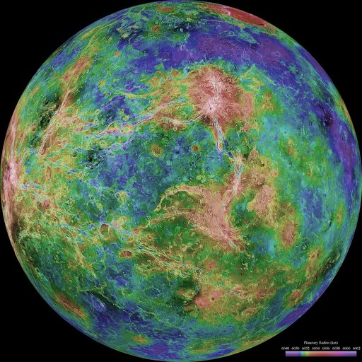 Hemispheric View of Venus Centered at 270° East Longitude