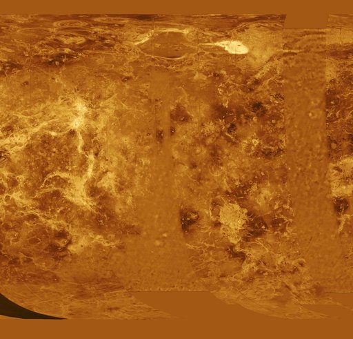 Venus - Simple Cylindrical Map of Surface Western Half