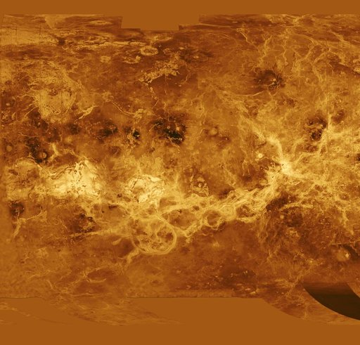 Venus - Simple Cylindrical Map of Surface Eastern Half