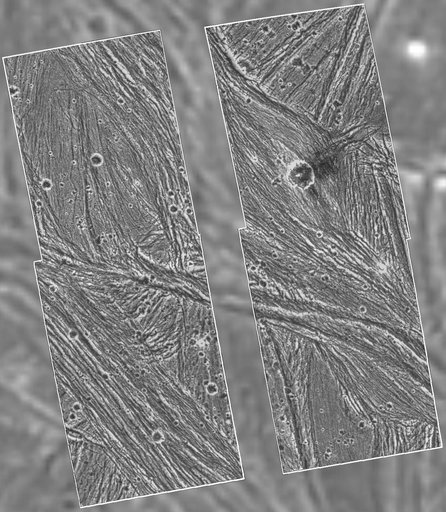 Ganymede - Galileo Mosaic Overlayed on Voyager Data in Uruk Sulcus Region