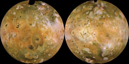 Io Shown in Lambertian Equal Area Projection and in Approximately Natural Color