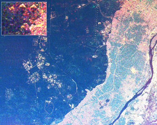 Space Radar Image of Giza Egypt - with Enlargement
