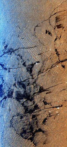 Space Radar Image of Oil Slicks
