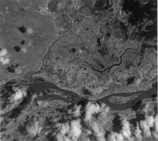 ASTER First Views of San Francisco River, Brazil - Visible/near Infrared VNIR Image monochrome