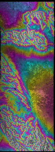 San Andreas Fault, Southern California , Radar Image, Wrapped Color as Height